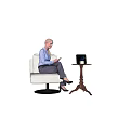 Stylish Leisure Sofa Set In White With Side Table And Laptop For Modern Living