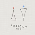 Stylish Restroom Metal Wall Decor With Triangular Shape And Red Blue Dots 3d model