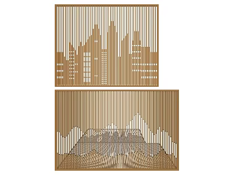 Modern urban contour lattice screen partition wall modeling 3d model