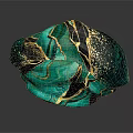 Teal Green Ornamental Decor Set With Gold Black Swirl Patterns And Glossy Finish
