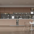 Modern Open Kitchen Interior Design With Wooden Cabinets Island And Dining Table 3d model