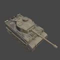 Classic Military Tank With Long Cannon Sand Color Paint And Tracks