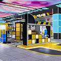 Restaurant Entrance at Xinyue Square with Colorful Ceiling and Modern Interior Design