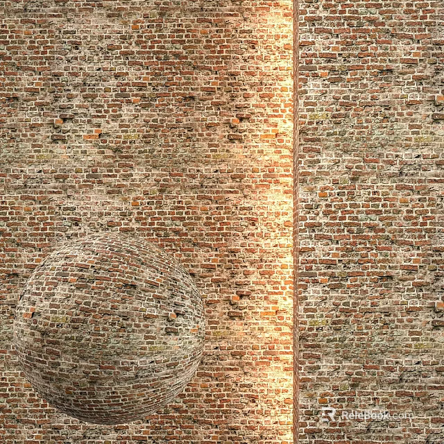 Circular Component Mounted On Weathered Red Brick Wall With Textured Surface 3d model