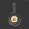 Purple Frying Pan With Fried Egg And Sturdy Handle For Home Kitchen Cooking