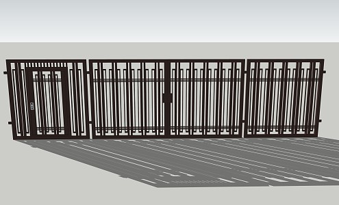 Modern Gate Residential Area Swipe Door 3d model