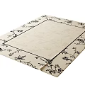 Elegant Square Rug With Beige Base And Black Floral Border Patterns 3d model