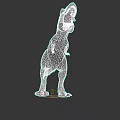 Life like Reptile Dinosaur Sculpture With Open Mouth And Striped Body In Standing Posture