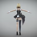 Elegant Maid Costume With Black And White Dress Apron Bow Details Stockings And High Heels