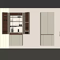 Modern Wine Cabinet With Glass Doors Wine Bottles Glasses And Lighting In Open Kitchen