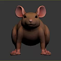 Realistic 3D Rendered Pink Mouse Character With Large Ears And Long Tail Design 3d model