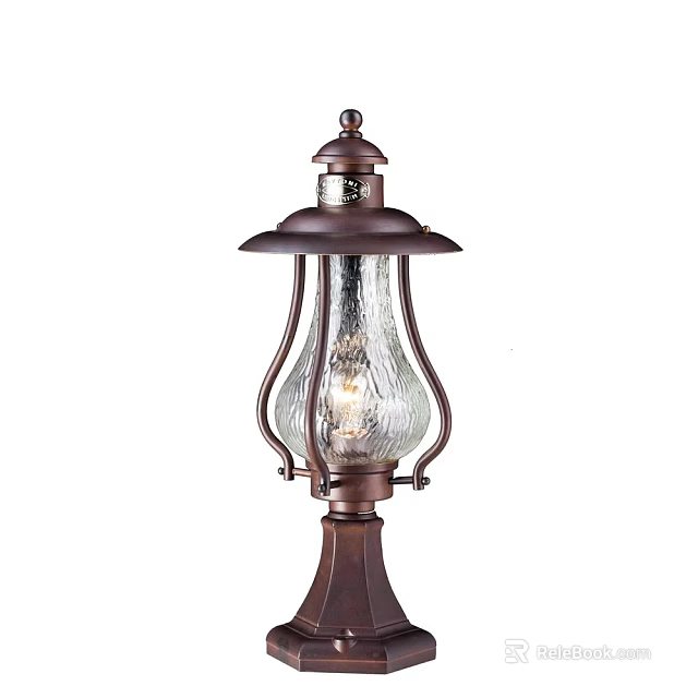 Vintage Copper Table Lamp With Frosted Glass Shade And Classic Design 3d model 