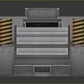 Gray Concrete Industrial Structure With Yellow Black Stripes And White Panels