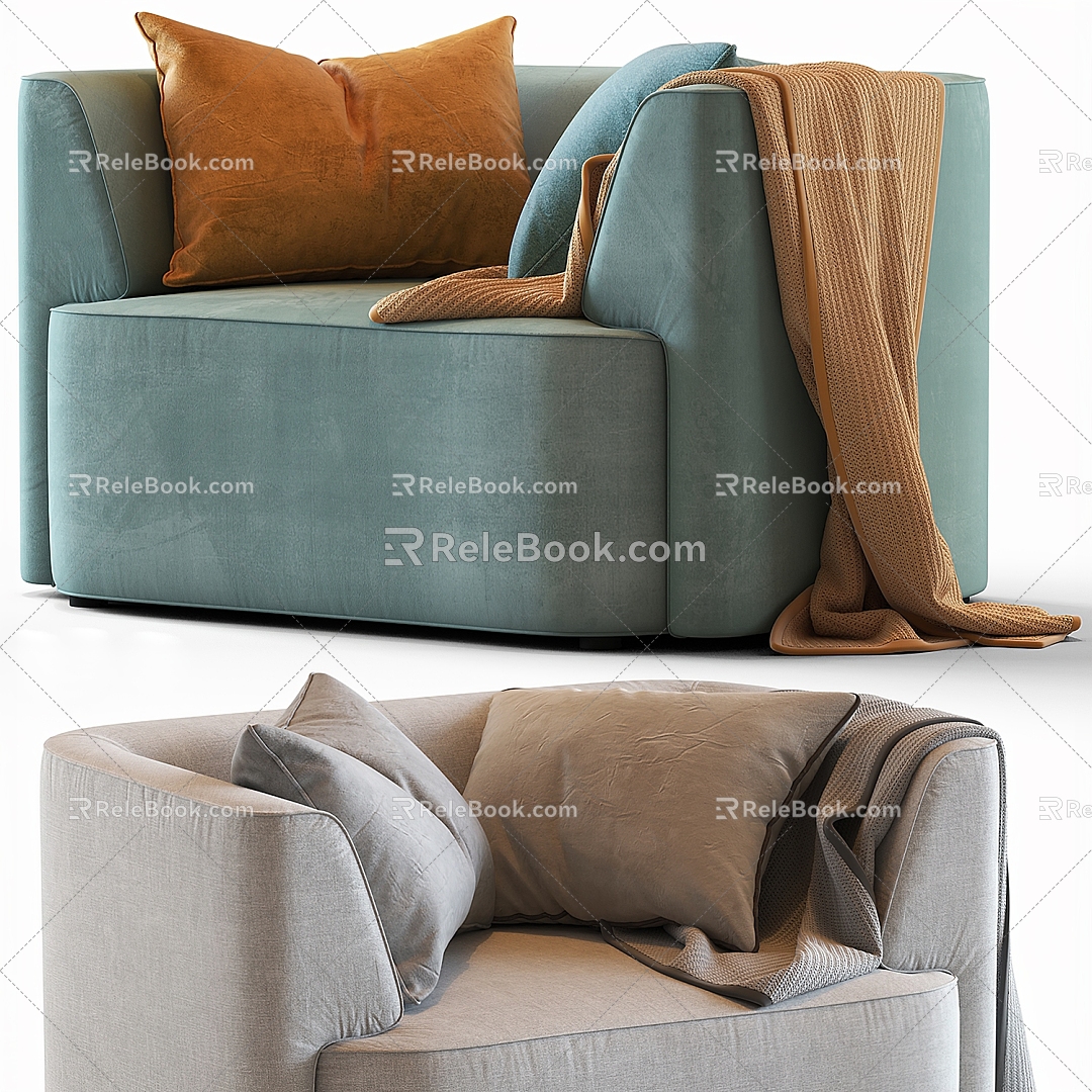 Fabric Single Sofa 3d model