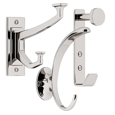 Chrome Plated Metal Wall Hooks With Different Styles For Durable Home Organization 3d model