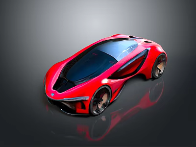 Red Sports Car With Sleek Streamlined Design Black Roof And Large Alloy Wheels 3d model