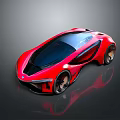 Red Sports Car With Sleek Streamlined Design Black Roof And Large Alloy Wheels