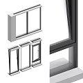window frame casement window sliding window floor-to-ceiling window 3d model