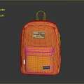 Yellow Backpack Featuring Black Handle Front Pocket and Label Daily Life Item 3d model