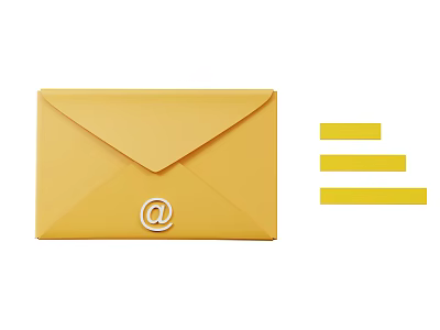 Decorative Ornament Set with Yellow Envelope At Symbol and Three Strips 3d model