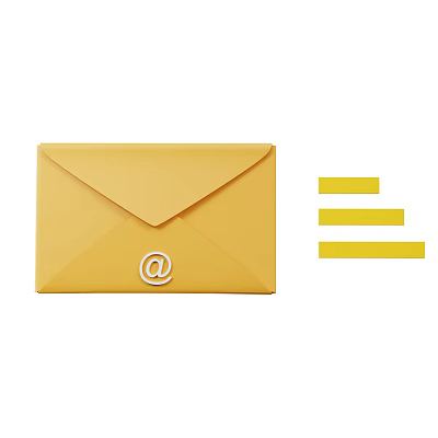 Decorative Ornament Set with Yellow Envelope At Symbol and Three Strips 3d model