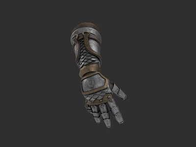 Medieval Metal Gauntlet Weapon Featuring Scaled Armor Design And Details 3d model