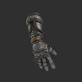 Medieval Metal Gauntlet Weapon Featuring Scaled Armor Design And Details