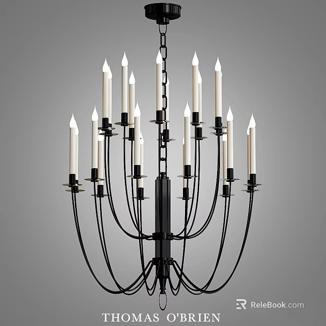Modern Black Metal Chandelier with Multiple Elegant Candle Shaped Lights Design 3d model 