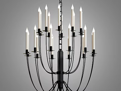 Modern Black Metal Chandelier with Multiple Elegant Candle Shaped Lights Design 3d model