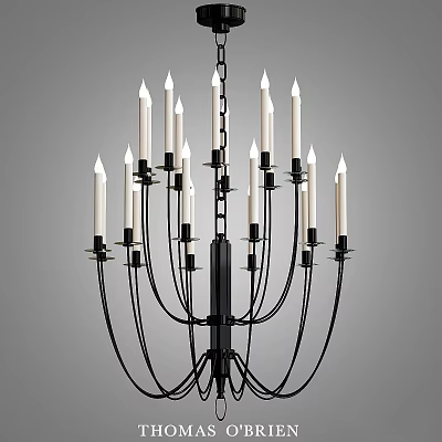 Modern Black Metal Chandelier with Multiple Elegant Candle Shaped Lights Design 3d model