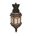 Vintage Copper Chandelier With Crown Top Geometric Glass Shade And Ornate Design