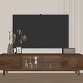 Wooden TV Stand with Glass Doors Drawers and TV Vase Photo Frame Family Sign