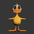 Yellow Cartoon Duck Toy With Black Sunglasses Standing On Black Background