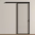 Modern Interior Sliding Door With Black Frame And Glass Panel Design