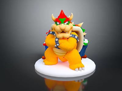 Bowser Character Action Figure With Red Horns Yellow Body Armor And Standing Pose 3d model