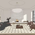 Elegant Modern Living Room Interior With Gray Sofa Marble Fireplace Round Chandelier And Geometric Carpet