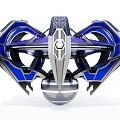 Futuristic Blue Purple Hovering Vehicle With Illuminated Grid Panels And Complex Structure