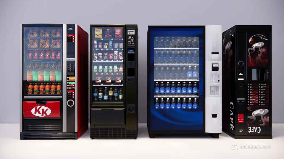 Commercial Vending Machines With Various Designs For Beverage And Snack Retail 3d model 