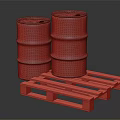 Industrial Equipment Featuring Mobil And Castrol Oil Drums On Wooden Pallet