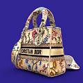 Christian Dior Stylish Bag With Floral Patterns Handle And Adjustable Strap