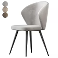 Modern Light Gray Velvet Stool With Curved Backrest And Black Metal Legs