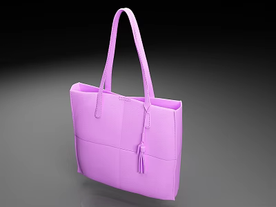 Chic Purple Tote Bag With Double Handles Stitched Details And Tassel Decoration 3d model