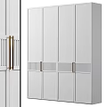 Sleek Modern White Wardrobe Interior With Gold Handles And Lattice Panel Design