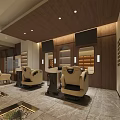 Elegant Beauty Hair Salon Interior Design With Stylish Chairs And Wooden Reception Desk
