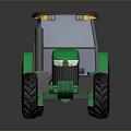 Green Tractor With Gray Cab Brown Roof Black Tires And Yellow Rims