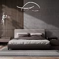 Modern Background Double Bed Simple 3d model