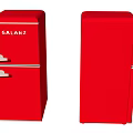 Two Red GALANZ Refrigerator Freezers In Classic Design For Home Kitchen