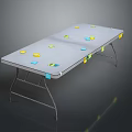 Foldable Office Desk With Gray Desktop And Colorful Sticky Notes On Metal Frame Workspace