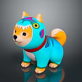 Colorful Shiba Inu Shark Costume Decorative Furniture Figurine With Blue Yellow Red Details