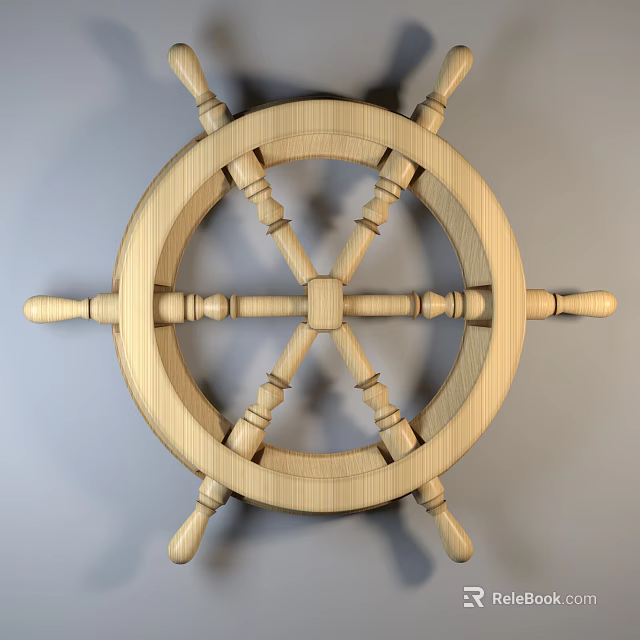 Rustic Wooden Ship Wheel Wall Decor For Home Decoration 3d model